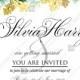 Wedding invitation set yellow lemon hibiscus tropical flower hawaii aloha luau PDF 5x7 in