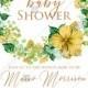 Baby shower wedding invitation set yellow lemon hibiscus tropical flower hawaii aloha luau PDF 5x7 in PDF download