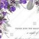 Christmas party invitation wedding card violet rose fir berry winter floral wreath PDF 5x7 in customizable template