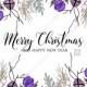 Christmas party invitation wedding card violet rose fir berry winter floral wreath PDF 5x7 in invitation editor