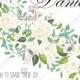 Wedding invitation white rose flower card template PNG 5x7 in edit online