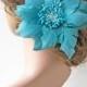Peacock Fascinator Flower with Beaded Details Feather Floral Arrangement Accents for Millinery Hat Prom Headband Color Customized