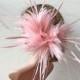 Pink Feather Wired Mount Millinery Feather Handmade Women Fascinator Headwear Feather Flower Addition for Party Prom 1 Piece