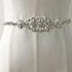 Sparkling Bridal Sash Belt Applique,Clear Rhinestone Belt,Iron on Diamante Bling Accent for Wedding Dresses,Prom Gown