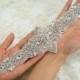 Wedding Rhinestone applique Bridal Satin Ribbon Applique,Crystal Diamante Pearl Addition for Bridal Sash Belt , Dress belt