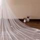 Vintage Lace Wedding Veil,Cathedral Wedding Veil,Bridal Veil lace on bottom,Floral Lace Wedding Veil Romantic Soft Chapel Veil Plain Edge 1T
