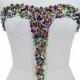 Colorful Rhinestones Wedding Dress Neckline Appliques Sew on Beading Patch Accessories for Evening Ballgown
