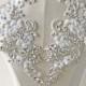 Deluxe Prom Dress Rhinestone Pair Sparkling Crystal Appliques with Embroidery Beads Flower Stitch Patch For Evening Gown
