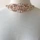 Rose Gold Rhinestone applique Hot Fixed Crystal Diamante Pearls Motif for Bridal Sash Belt wedding Garter