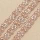 36 inches Rose Gold Applique Belts Crystal Beads Rhinestone Sash Trimming Hot Fixed for Wedding Dress Bridal Gown