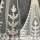 Luxurious Lace applique veil,High quality Lace veil,Long Cathedral  veil,118 inches veil,White Ivory veil,1 tiers Wedding veil,comb veil