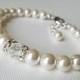 White Pearl Bridal Bracelet, Swarovski Pearl Wedding Bracelet, Pearl Silver Bracelet, Bridal Jewelry, Classic Bracelet, Bridal Party Gift