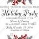 Poinsettia fir winter Merry Christmas Party invitation card template PDF 5x7 in customize online