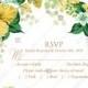 RSVP wedding invitation set yellow lemon hibiscus tropical flower hawaii aloha luau PDF 5x3.5 in personalized invitation