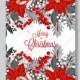 Poinsettia fir pine Merry Christmas party vector flyer invitation winter floral wreath printable card bridal shower invitation