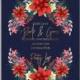 Red poinsettia fir pine Wedding Invitation vector template card winter flower invitation template floral design