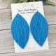 Large Petal Leather Earrings-Sky Blue Palm Suede- Trendy Earrings-Designer Inspired Leather Earrings