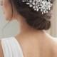 Bridal Hair Comb, Rhinestone Wedding Comb, Pearl Hair Accessory, Floral Hair Piece, Bridal Headpiece, Rhinestone Comb, Hair Jewelry ~TC-2408