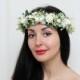 White rose flower crown Bridal hair wreath Wedding halo Flower headband  Boho floral crown Girl flower crown Bridesmaid