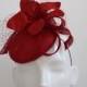 Cherry Red Wedding Hat - Red Fascinator -  Red leather Hat -  Red Pillbox Hat - Cocktail Hat - Wedding Fascinator - Red Races Hat - Scarlet