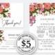 Wedding invitation white flower red pink rose peony ranunculus anemone digital card template free editable online USD 5.00 on VECTOR.SALE