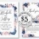 Wedding Invitation set watercolor floral rose pink peony greenery marsala navy blue card template editable online USD 5.00 on VECTOR.SALE