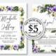 Wedding Invitation set watercolor purple hibiscus tropical palm leaf greenery aloha luau card template editable online USD 5.00 VECTOR.SALE