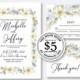 Wedding Invitation set watercolor greenery and white rose peony card template free editable online USD 5.00 on VECTOR.SALE