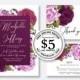 Wedding Invitation set watercolor burgundy marsala peony rose pink greenery digital card template free editable online USD 5.00 VECTOR.SALE
