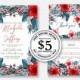 Wedding Invitation set watercolor red hibiscus tropical palm leaf greenery aloha luau card template editable online USD 5.00 VECTOR.SALE