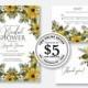 Wedding invitation set yellow sunflower dahlia chrysanthemum bridal shower digital card template editable online USD 5.00 on VECTOR.SALE