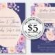Wedding invitation watercolor pink peach peony purple digital card template free editable online USD 5.00 on VECTOR.SALE