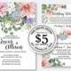 Wedding Invitation set blush peony dahlia chrysanthemum succulent digital card template free editable online USD 5.00 VECTOR.SALE