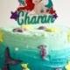Little Mermaid Ariel birthday cake topper add name and age glitter centerpiece