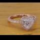 1 1/2 Carat Rose Gold Engagement Ring, Heart Shaped Engagement Ring, Heart Diamond Engagement Ring,Art Deco Ring, Diamond Heart Halo Ring