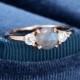Rose gold engagement ring vintage Unique Labradorite Engagement ring for women three stone diamond wedding Bridal Promise anniversary gift