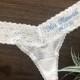 Bridal Thong Panties underwear Personalized and Embroidered with Mrs Name, white lace panties Bride lingerie, custom, sizes XS-XL