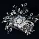 Wedding Silver Hair Comb, Bridal Hair Comb, Vintage Crystal Silver Bead Rhinestone Pearl Flower Hair Piece, Pearl Crystal Hair Accessories
