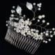 Crystal Silver Flower Pearl Shine Beads Leaf Bridal Wedding Hair Comb, Crystal Flower Leaf Beads Bridal Headpiece Hair Jewelry Accessories
