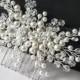 Pearl Crystal Bridal Hair Comb, Wedding Hair Piece, White Pearl Crystal Headpiece, Bridal Pearl Hair Jewelry, Crystal Pearl Bridal Hairpiece