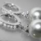 Light Gray Pearl Hoop Earrings Swarovski 10mm Grey Pearl Silver Earrings Wedding Drop Pearl CZ Earrings Bridal Bridesmaid Pearl Jewelry
