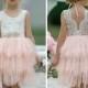 Blush Pink Tulle Flower Girl Dress, White Lace Flower Girl Dress, Boho Flower Girl Dresses, Rustic Flower Girl Dresses, Toddler Tutu Dress
