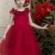 Red Flower Girl Dress, Red Christmas dress, Tulle Flower Girl Dresses, Boho Flower Girl Dress, Rustic Flower Girl Dress, Winter Flower Girl