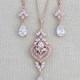 Rose gold Bridal jewelry Bridal necklace and earring set Wedding jewelry Rose gold Necklace set Bridesmaid jewelry Pendant necklace EMMA