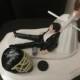 Pittsburgh Pens Penguins  Wedding Cake Topper Bridal  Funny Hockey team Themed with matching garter Hair color changed for  free