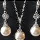 Pearl Bridal Jewelry Set, Swarovski 10mm Ivory Pearl Set, Wedding Earrings&Necklace Set, Bridal Ivory Pearl Jewelry, Wedding Pearl Jewelry