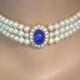 Vintage Pearl Choker, Attwood And Sawyer Choker, Vintage Lapis Lazuli Choker, Blue Peking Glass, Bridal Pearls, A&S Jewelry, Blue Wedding