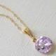 Violet Gold Crystal Necklace, Dainty Lilac Necklace, Swarovski Violet Square Pendant, Wedding Purple Jewelry, Bridal Jewelry, Prom Necklace