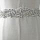 Clear Rhinestone Belt Applique Crystal Beads Trims Iron on Appliques Wedding dress Satin Belt DIY Sparkling Bridal Accessories