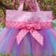 Naptime 21, Ballet bag, Girls Dance Bag, Pink Tote Bag with Pink, Grape & Aqua Tulle, Naptime 21, Embroidered Tutu Tote Bag TB649 D